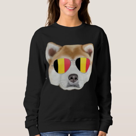 Belgium Flag Akita Dog Belgium Pocket Trui (Voorkant)