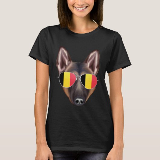 Belgium Flag Belgian Tervuren Dog Belgium Pocket T-shirt (Voorkant)