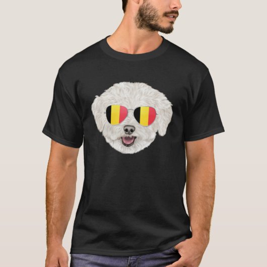 Belgium Flag Bichons Frise Dog Belgium Pocket T-shirt (Voorkant)