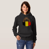 Belgium Flag Bloodhound Dog In Pocket Hoodie (Voorkant volledig)