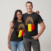 Belgium Flag Bloodhound Dog In Pocket T-shirt (Unisex)