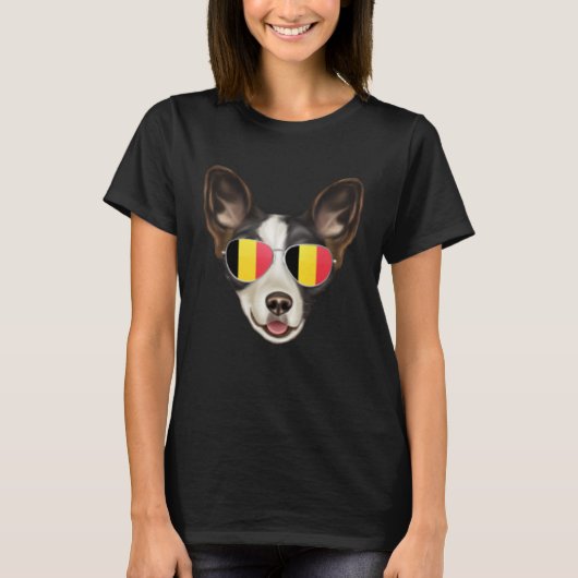 Belgium Flag Cardigan Welsh Corgi Dog Belgium Pock T-shirt (Voorkant)