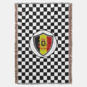 Belgium flag-coat arms throw blanket deken (Voorkant Verticaal)