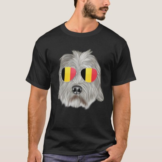 Belgium Flag Dandie Dinmont Terrier Dog Belgium Po T-shirt (Voorkant)