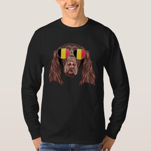 Belgium Flag Field Spaniel Dog Belgium Pocket T-shirt (Voorkant)