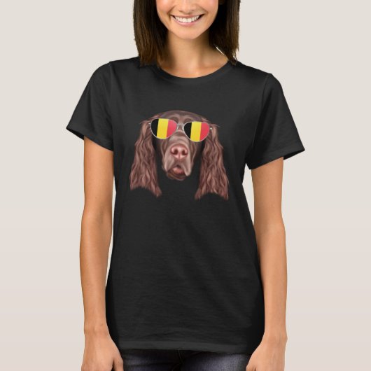 Belgium Flag Field Spaniel Dog Belgium Pocket T-shirt (Voorkant)