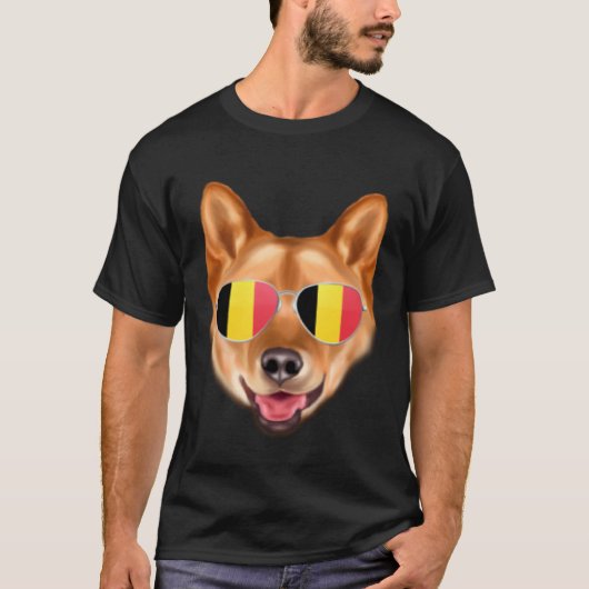 Belgium Flag Finnish Spitz Dog Belgium Pocket T-shirt (Voorkant)