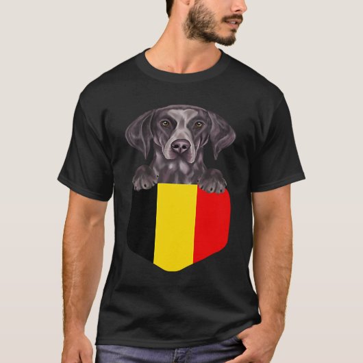 Belgium Flag German Shorthaired Pointer Dog In Poc T-shirt (Voorkant)