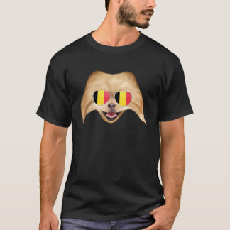 Belgium Flag Pomeranian Dog Belgium Pocket T-shirt