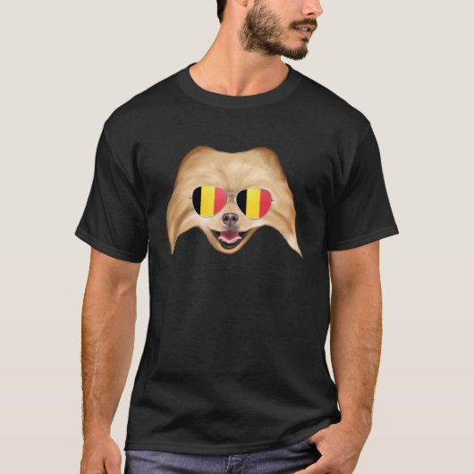 Belgium Flag Pomeranian Dog Belgium Pocket T-shirt (Voorkant)
