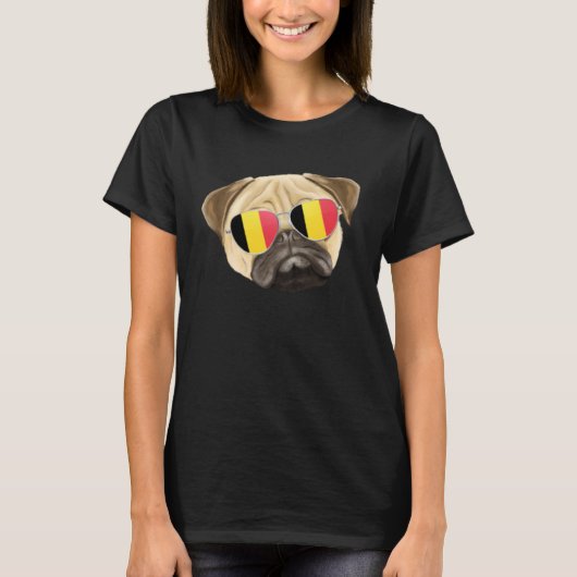Belgium Flag Pug Dog Belgium Pocket T-shirt (Voorkant)