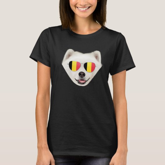 Belgium Flag Samoyed Dog Belgium Pocket T-shirt (Voorkant)