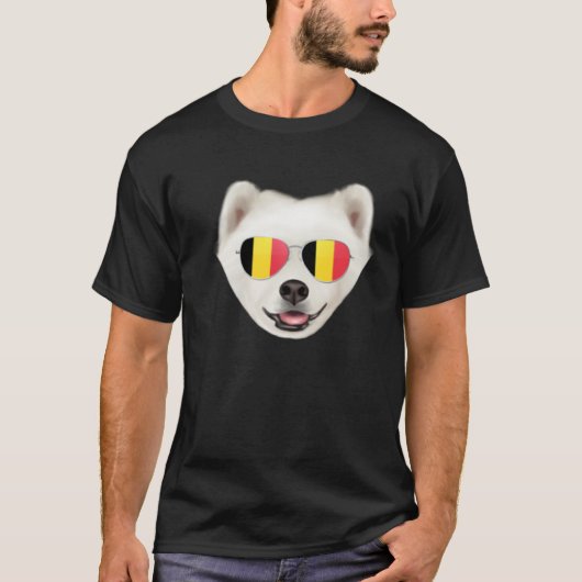 Belgium Flag Samoyed Dog Belgium Pocket T-shirt (Voorkant)
