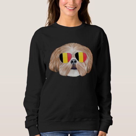 Belgium Flag Shih Tzu Dog Belgium Pocket Trui (Voorkant)