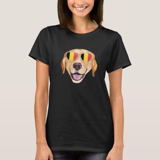Belgium Flag Yellow Labrador Retriever Dog Belgium T-shirt (Voorkant)