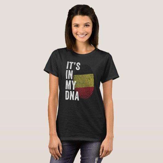 Belgium It's In My DNA Cute Belgian Flag Fingerpri T-shirt (Voorkant volledig)