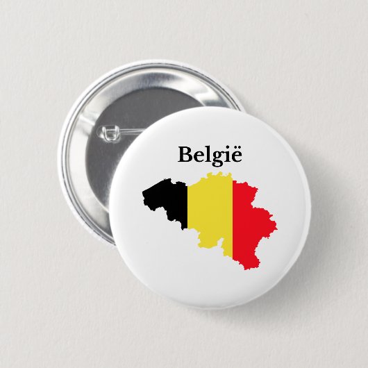 Belgium Map Flag (Dutch) Ronde Button 5,7 Cm (Voorkant /achterkant)