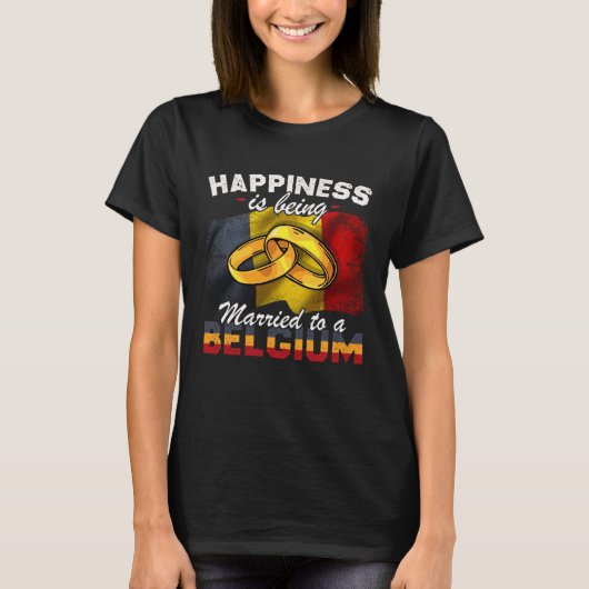 Belgium Marriage Belgian Married Flag Wedded Cultu T-shirt (Voorkant)