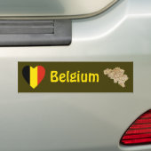 Belgium Vlag Hart + Landkaart Bumpersticker (Op auto)