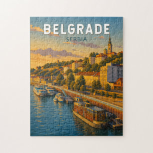 Belgrade Servië Illustratie Reis Kunst Vintage Legpuzzel