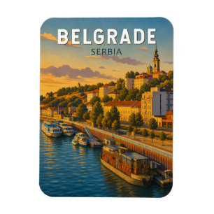 Belgrade Servië Illustratie Reis Kunst Vintage Magneet