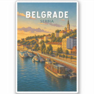 Belgrade Servië Illustratie Reis Kunst Vintage Sticker