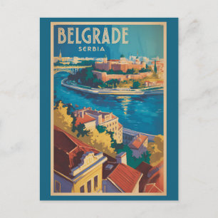 Belgrade Servië rivier illustratie reis kunst Briefkaart