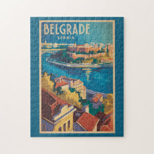 Belgrade Servië rivier illustratie reis kunst Legpuzzel