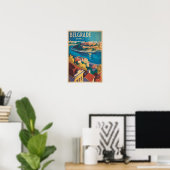 Belgrade Servië rivier illustratie reis kunst Poster (Thuiskantoor)