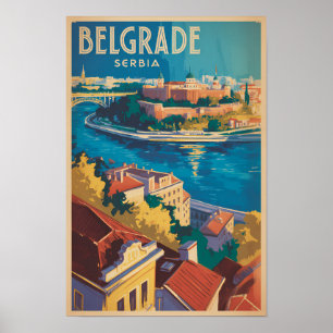 Belgrade Servië rivier illustratie reis kunst Poster