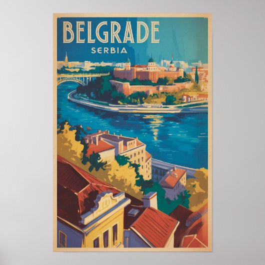 Belgrade Servië rivier illustratie reis kunst Poster (Voorkant)