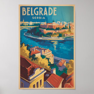 Belgrade Servië rivier illustratie reis kunst Poster