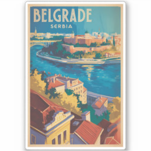 Belgrade Servië rivier illustratie reis kunst Sticker