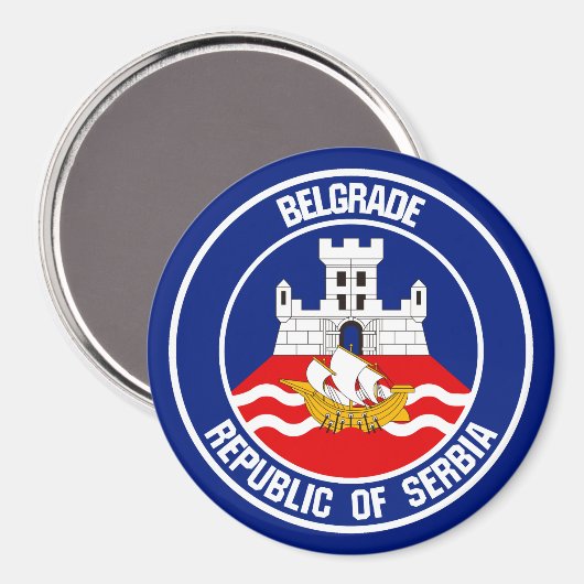 Belgrado Round Emblem Magneet (Voorkant / Achterkant)
