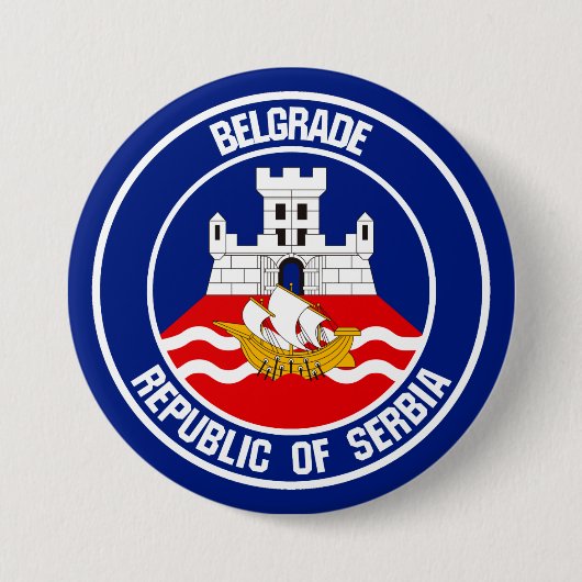 Belgrado Round Emblem Ronde Button 7,6 Cm (Voorkant)