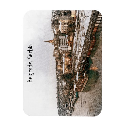 Belgrado Servië Balkan Panorama Uitzicht Magneet (Verticaal)
