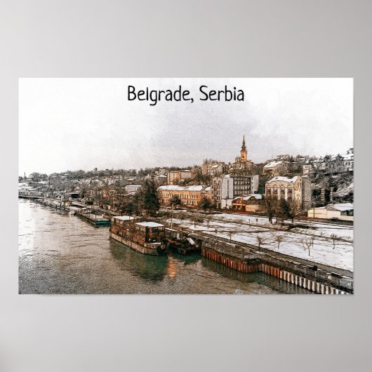 Belgrado Servië Balkan Panorama Uitzicht Poster (Voorkant)