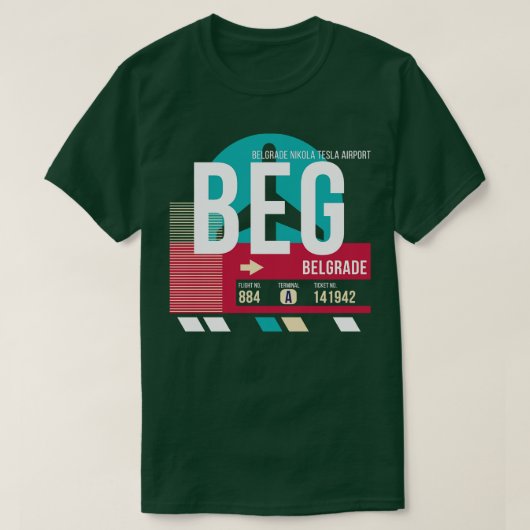 Belgrado Servië BEG Airport Code Bagage Label T-shirt (Design voorkant)