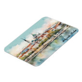 Belgrado Servië Silhouet Waterverf Schilderij Magneet (Linkerzijde)