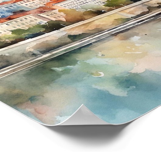 Belgrado Servië Silhouet Waterverf Schilderij Poster (Hoek)