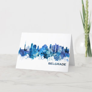 Belgrado Servië Skyline Blue Feestdagen Kaart