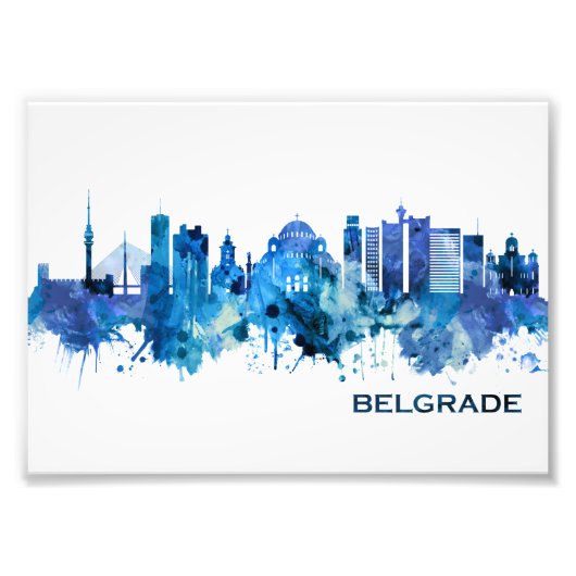 Belgrado Servië Skyline Blue Foto Afdruk (Voorkant)