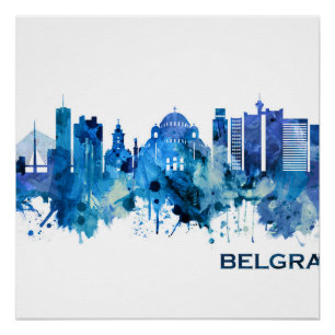 Belgrado Servië Skyline Blue Perfect Poster