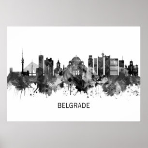 Belgrado Servië Skyline BW Poster