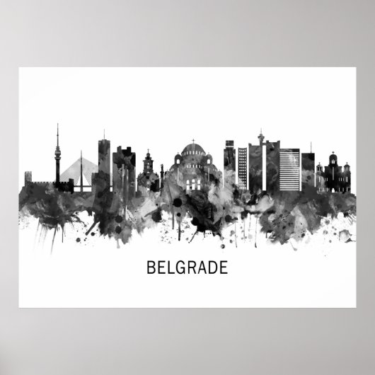 Belgrado Servië Skyline BW Poster (Voorkant)