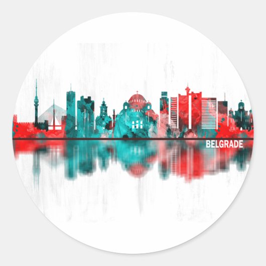 Belgrado Servië Skyline Ronde Sticker (Voorkant)