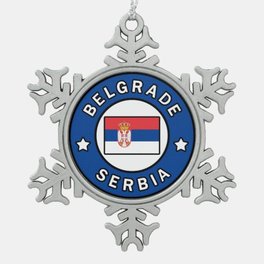 Belgrado Servië Tin Sneeuwvlok Ornament (Voorkant)