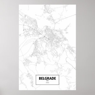 Belgrado, Servië (zwart op wit) Poster