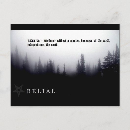 BELIAL BRIEFKAART (Voorkant)