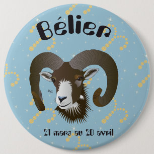 Bélier 21 mars au 20 avril Boutons - Badges Ronde Button 6,0 Cm